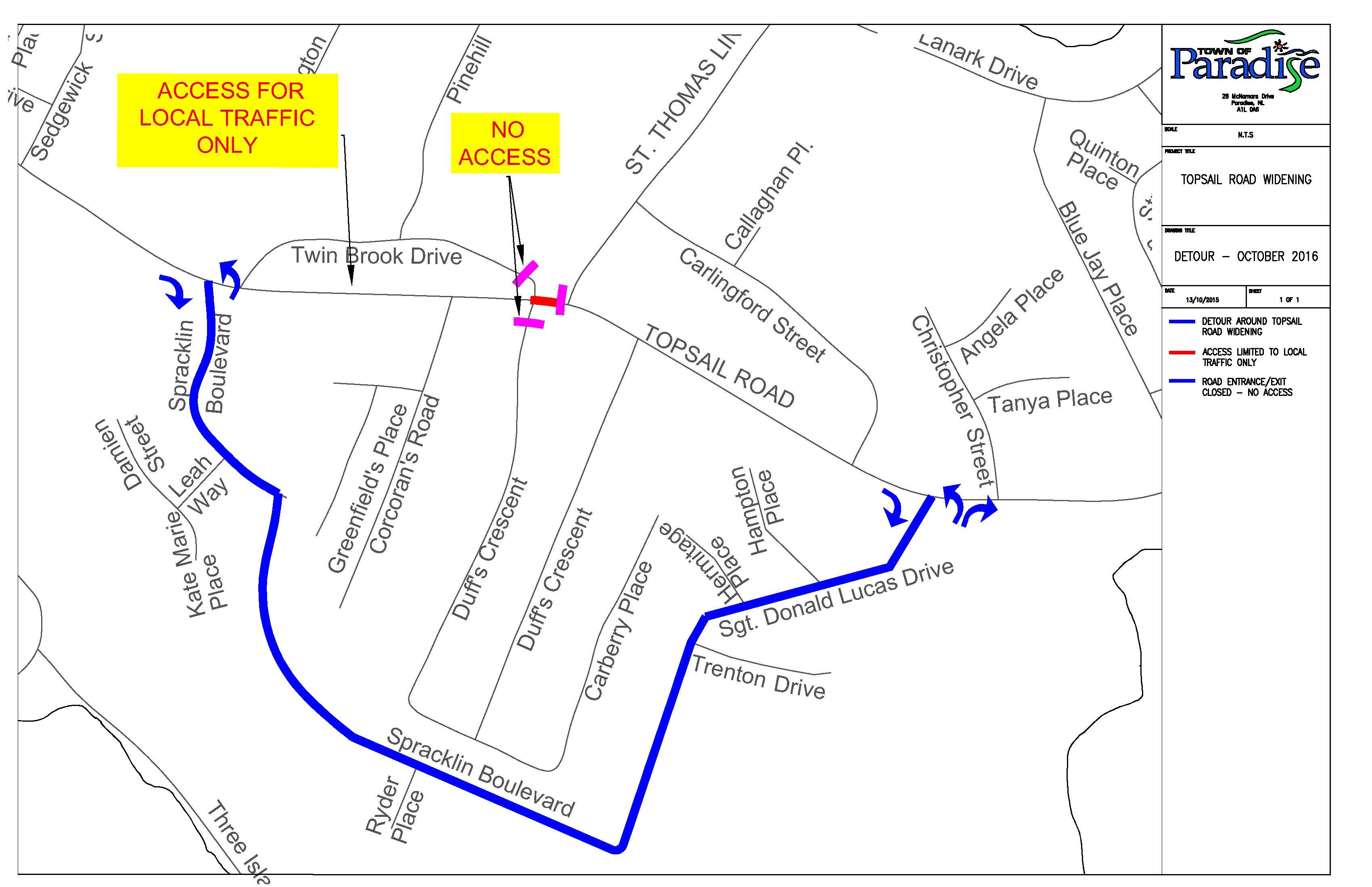 Detour for Topsail Road